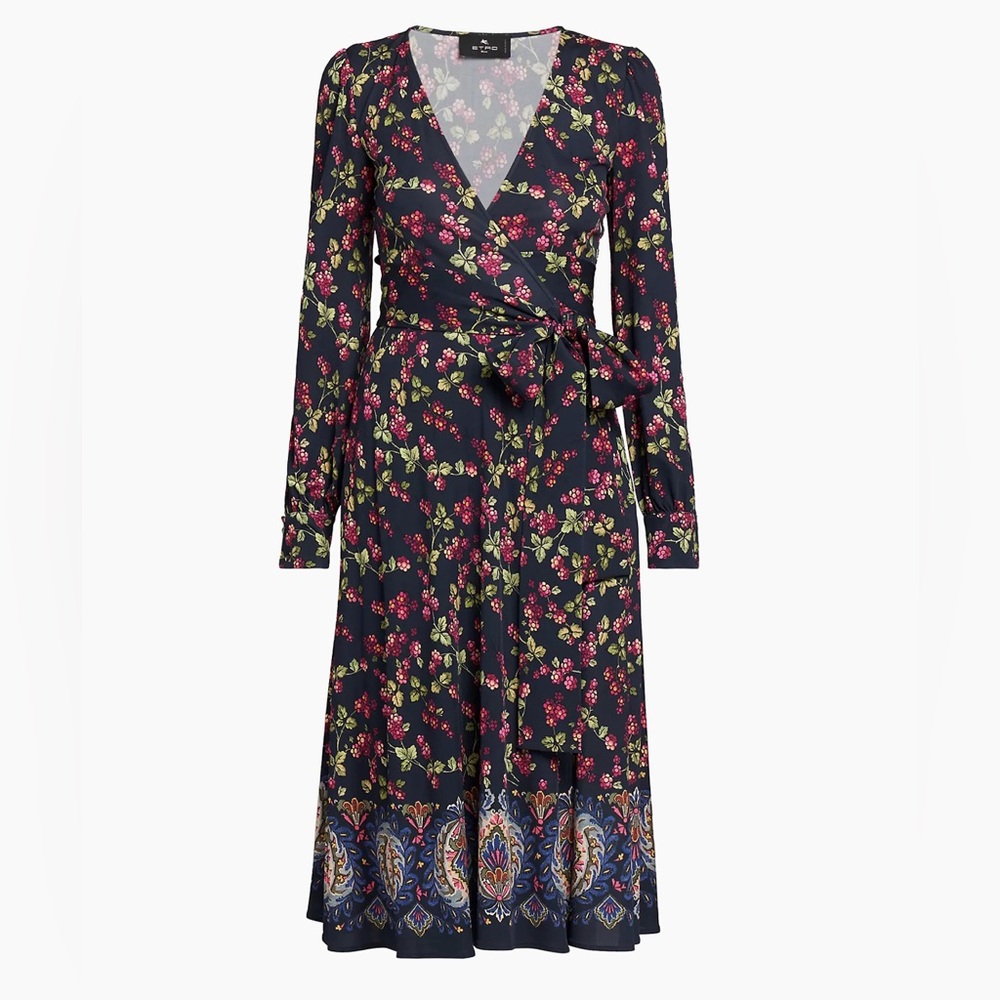 Etro Berry Wrap Midi-Dress NWOT